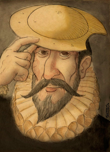 Caricatura de Cervantes